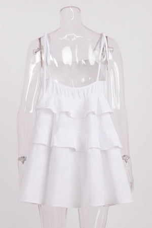 Cotton Tie-straps Tiered Cami Babydoll Dress