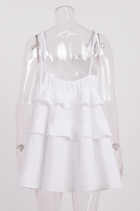 Cotton Tie-straps Tiered Cami Babydoll Dress