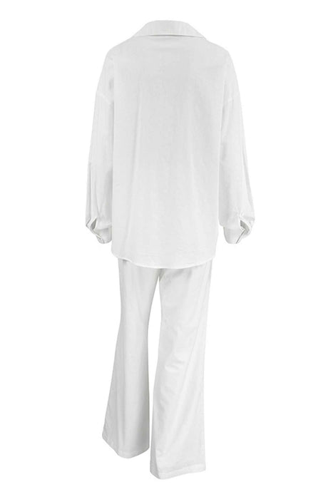 Arolora cotton-button-long-sleeve-long-pant-set