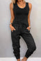 Arolora cotton-drawstring-sleeveless-pocket-two-piece-set