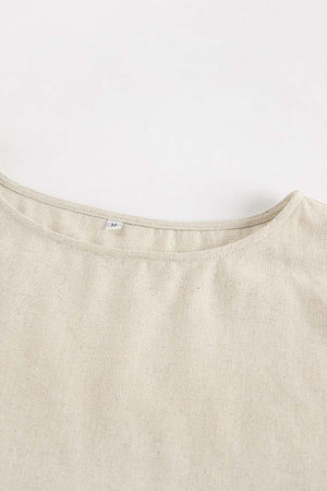 Cotton Linen Cap Sleeve Shorts Two Piece Set