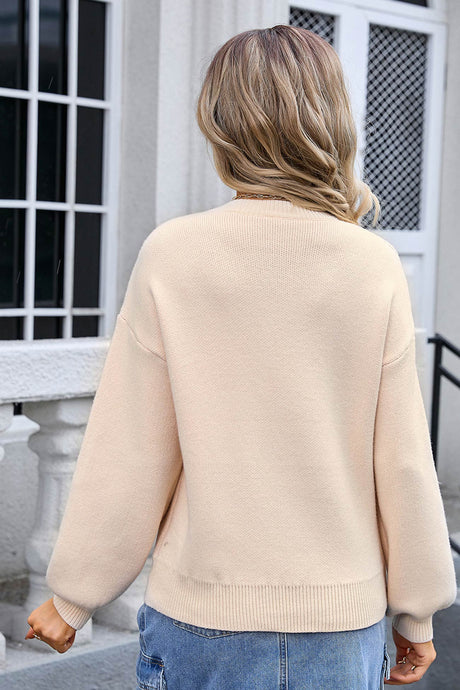 Crew Neck Bow Graphic Sweater