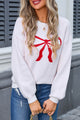 Crew Neck Bow Graphic Sweater