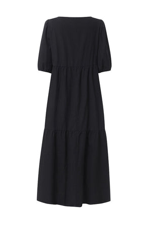 Crew Neck Cotton Tiered Dress