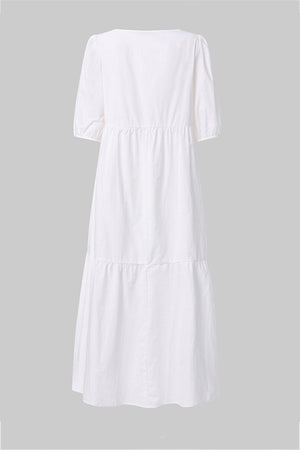Crew Neck Cotton Tiered Dress