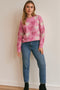 Crew Neck Beaded Heart Pullover Knit Sweater