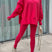 Arolora Crew Neck Slit Sweatshirt Legging Suits