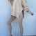 Arolora Crew Neck Slit Sweatshirt Legging Suits