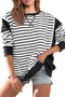 Crew Neck Striped Patchwork Sweatshirt