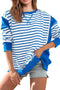 Crew Neck Striped Patchwork Sweatshirt