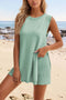 Crew Neck Side Slit Tank Shorts Set