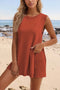 Crew Neck Side Slit Tank Shorts Set