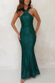 Arolora Criss-cross Halter Neck Sequin Fishtail Dress