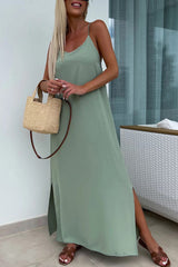 Arolora Crisscross Backless Slit Cami Dress