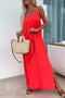Arolora Crisscross Backless Slit Cami Dress