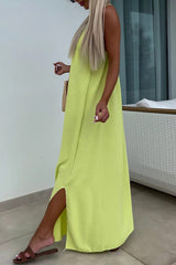 Arolora Crisscross Backless Slit Cami Dress