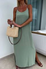 Arolora Crisscross Backless Slit Cami Dress