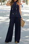 Crisscrosses Halterneck Backless Top Pants Suits