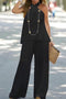 Crisscrosses Halterneck Backless Top Pants Suits