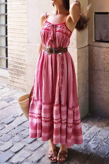 Crochet Patchwork Tassel Cami Dress