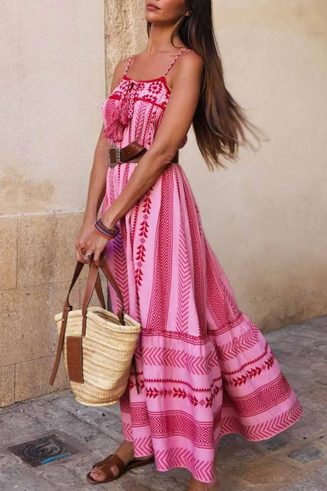 Crochet Patchwork Tassel Cami Dress