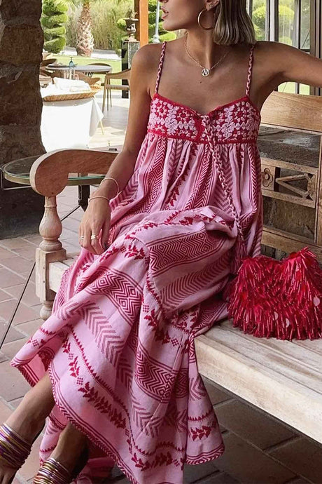 Crochet Patchwork Tassel Cami Dress