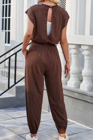 Cutout Sleeveless Drawstring Long Pants Jumpsuits