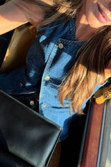 Arolora Denim Tank Top Wide Leg Jeans Set