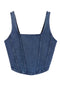 Denim Square Neck Detailed Seam Tank Top