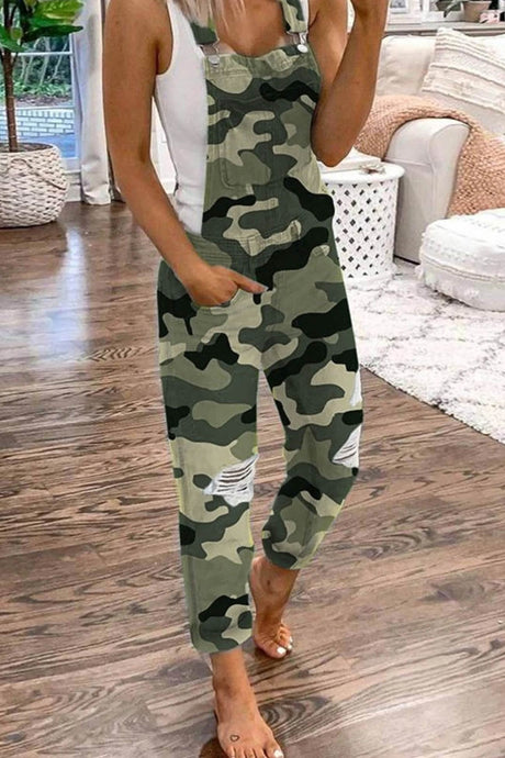 Distressed Front With Pocket Denim Overalls