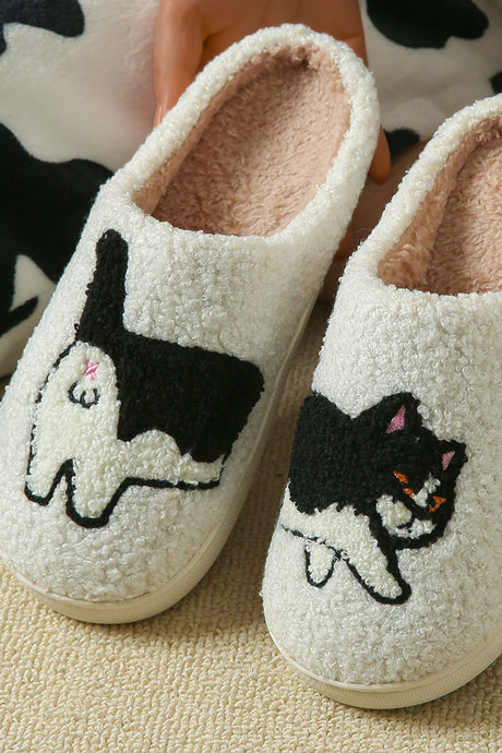Dogs Cats Prints Plush Slippers