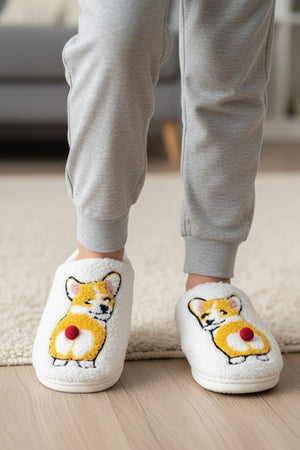 Dogs Cats Prints Plush Slippers