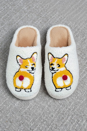 Dogs Cats Prints Plush Slippers