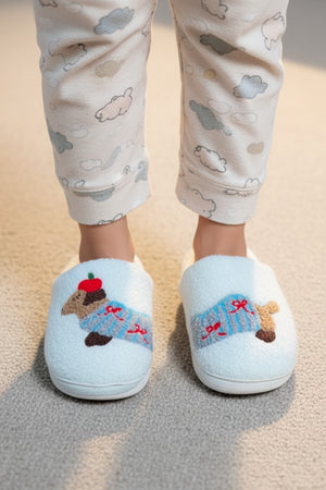 Dogs Cats Prints Plush Slippers