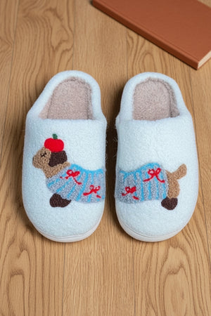 Dogs Cats Prints Plush Slippers