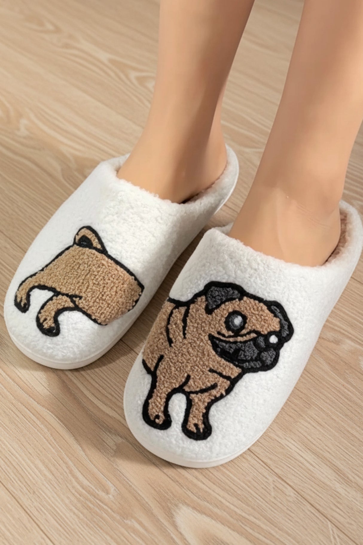Dogs Cats Prints Plush Slippers