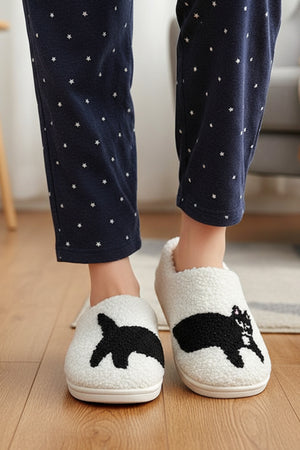 Dogs Cats Prints Plush Slippers
