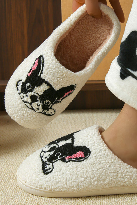 Dogs Cats Prints Plush Slippers