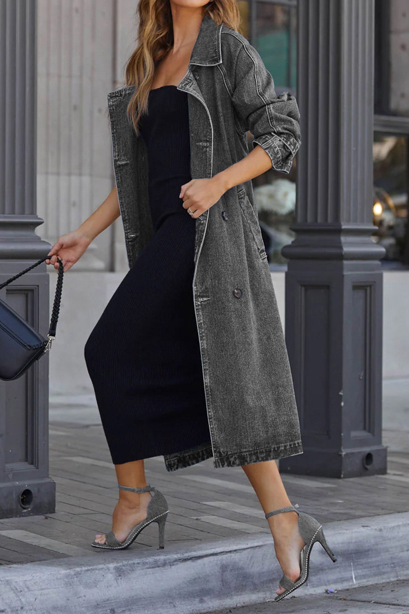 denim trench dress The Denim Trench Dress Versatile Longline Denim Jacket & Dress