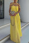 Draped Woven Halterneck Backless Maxi Dress