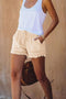 Drawstring Waist Raw Edge Denim Shorts