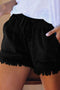 Drawstring Waist Raw Edge Denim Shorts