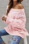 Drop Shoulder Hollow Out Cable Knit Sweater