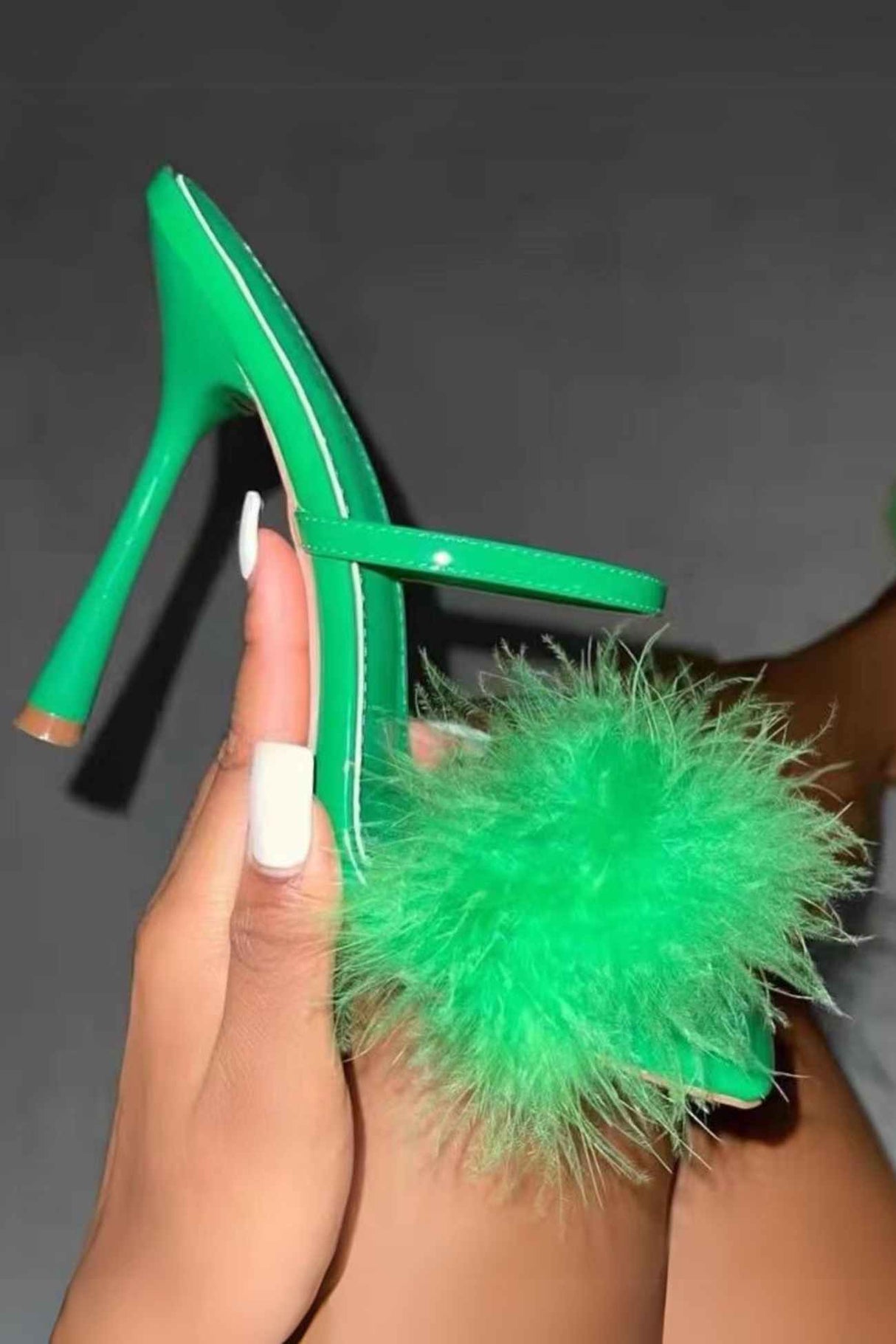 Feather Slide-On High Heel Sandals
