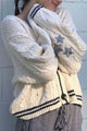Five-pointed Star Embroidery Knit Cardigan