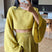 Arolora Flare Sleeve Crop Top Slit Skirt Cover-up Set