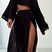 Arolora Flare Sleeve Crop Top Slit Skirt Cover-up Set