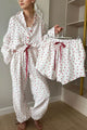 Arolora Flare Sleeve Heart Print Bow Tie Cotton Three-piece Set