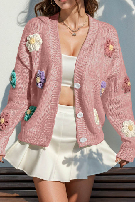 Floral Crochet Button-deon Cardigan