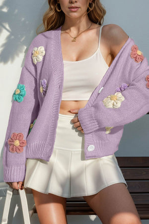 Floral Crochet Button-deon Cardigan